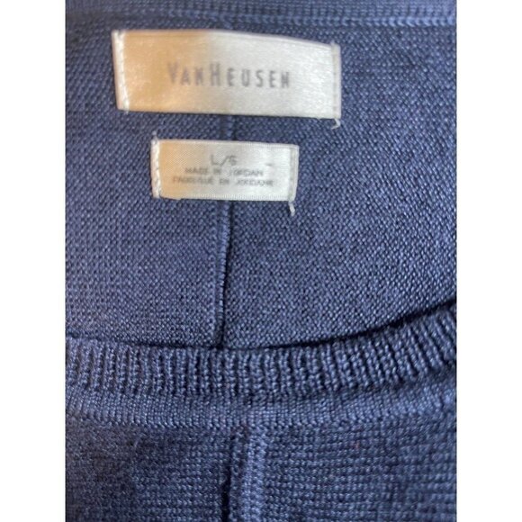 Van Heusen L Navy Blue Crew Neck Ribbed Trim Long Raglan Sleeve Sweater - Picture 5 of 5